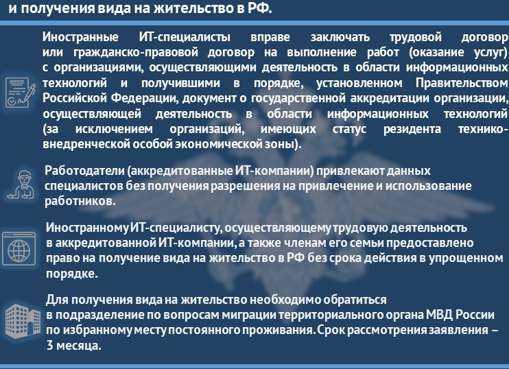 Упрощена процедура трудоустройства и получения ВНЖ для иностранных граждан – IT-специалистов